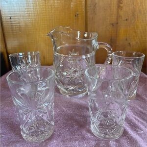 Anchor Hocking Clear Glass Pitcher and Tumbler Set